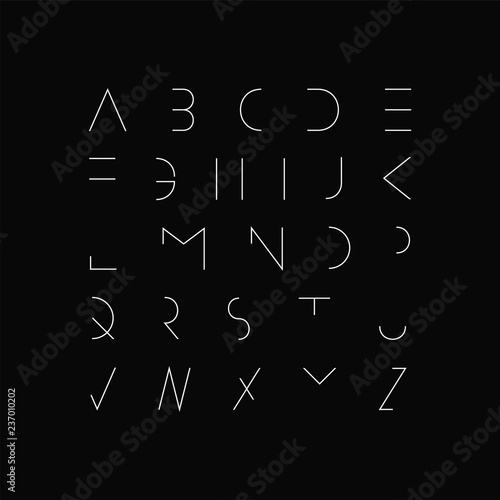 Vector minimal font - modern futuristic design. Creative english alphabet, thin latin letters
