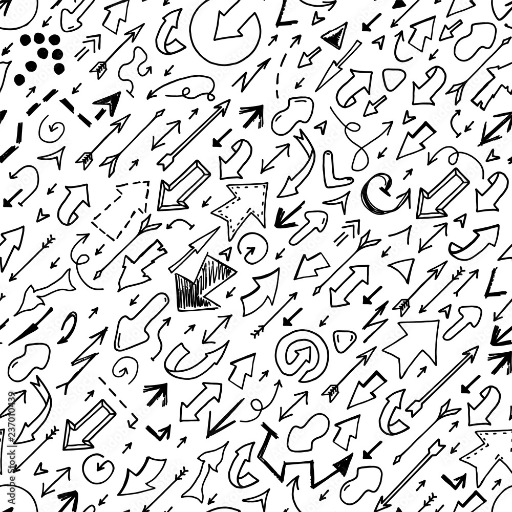 Vector seamless arrow pattern - doodle style, hand drawn design. Decorative drawing background Vector seamless arrow pattern - doodle style, hand drawn design. Decorative drawing background