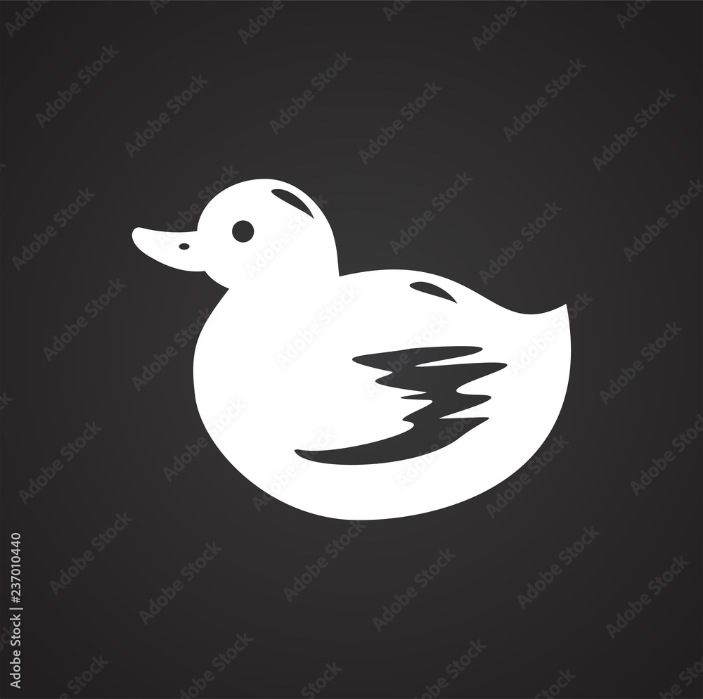 Pet toy duck icon on black background for graphic and web design, Modern simple vector sign. Internet concept. Trendy symbol for website design web button or mobile app Pet toy duck icon on black background for graphic and web design, Modern simple vector sign. Internet concept. Trendy symbol for website design web button or mobile app