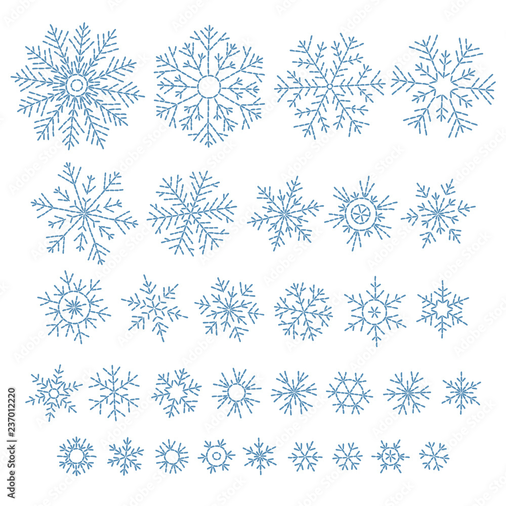Set of different doodle snowflakes Set of different doodle snowflakes