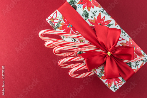 Candy box -  gift for Christmas. Greeting card concept.