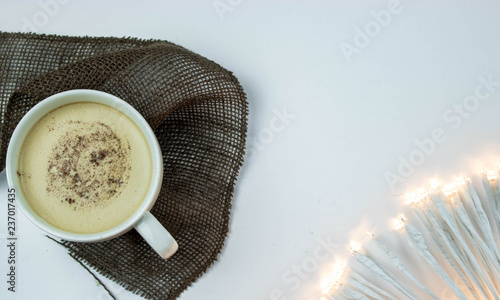 christmas hot cocoa coffee mug burlap cinnamon