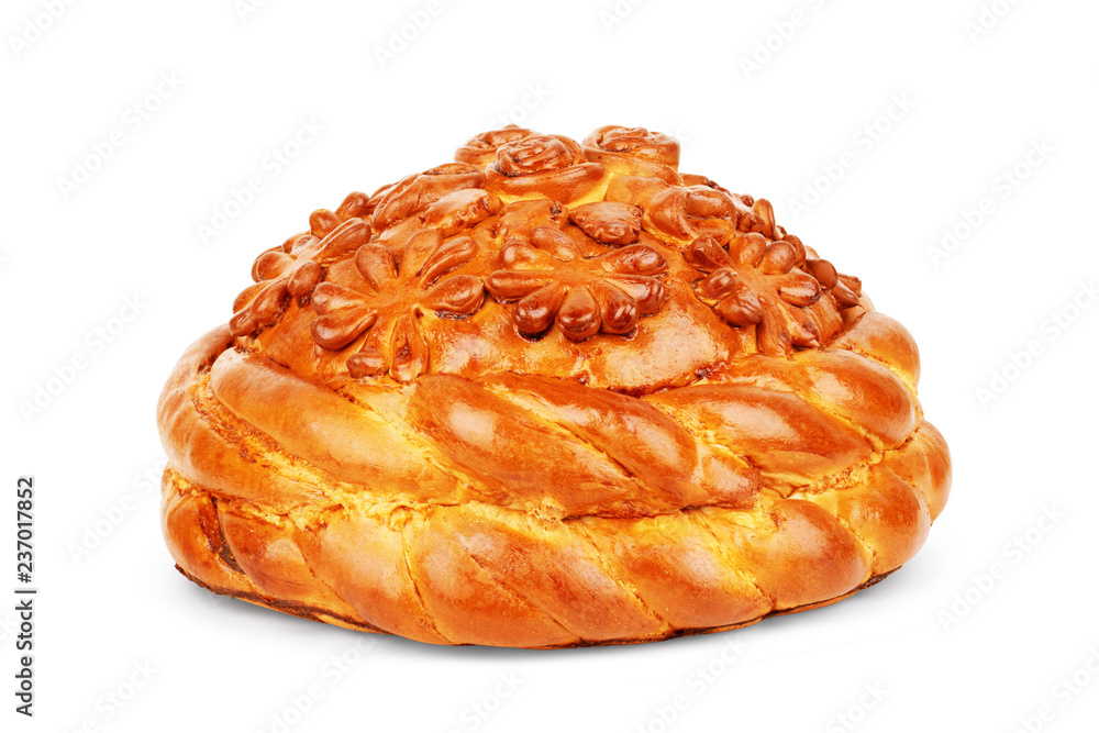 Slavic Festive bread on white background
