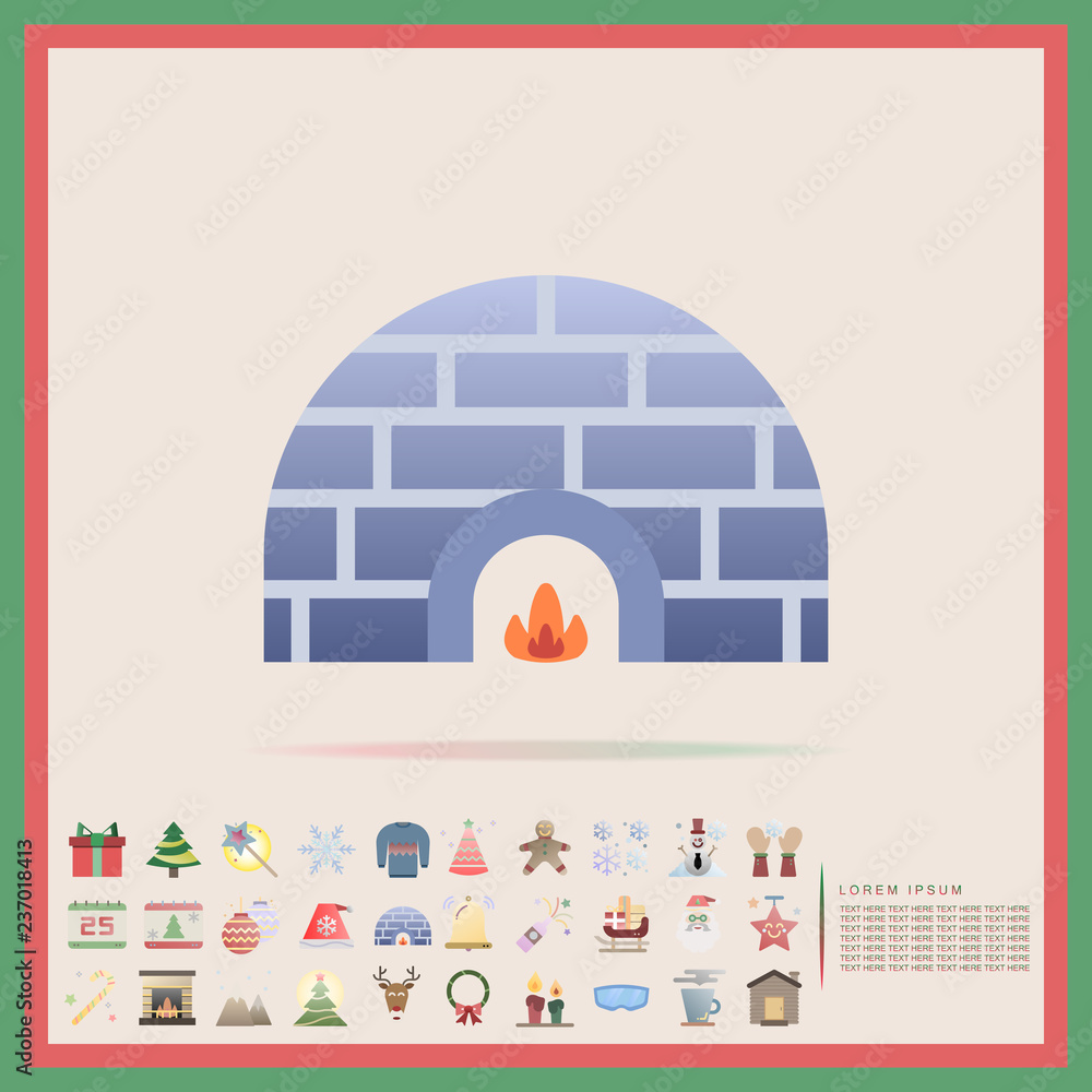 winter Igloo flat design icon set, vector, illustration winter Igloo flat design icon set, vector, illustration