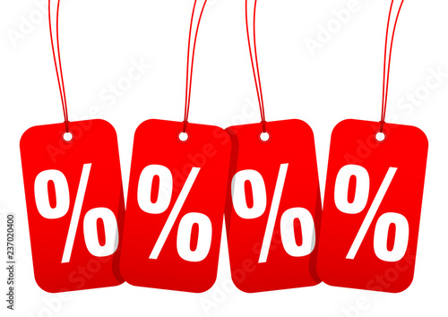 Hangtags "Sale Percent Sign" Red