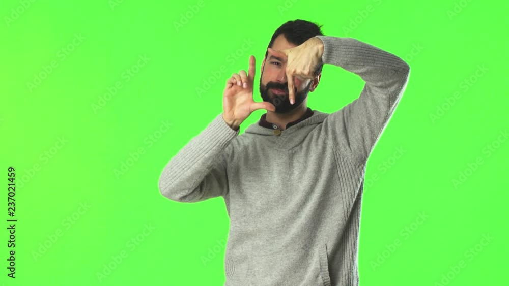 Man with beard on green screen chroma key background Man with beard on green screen chroma key background