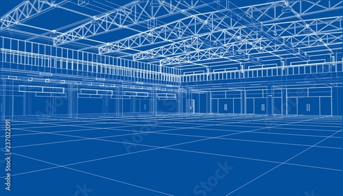 Interior sketch. 3d illustration