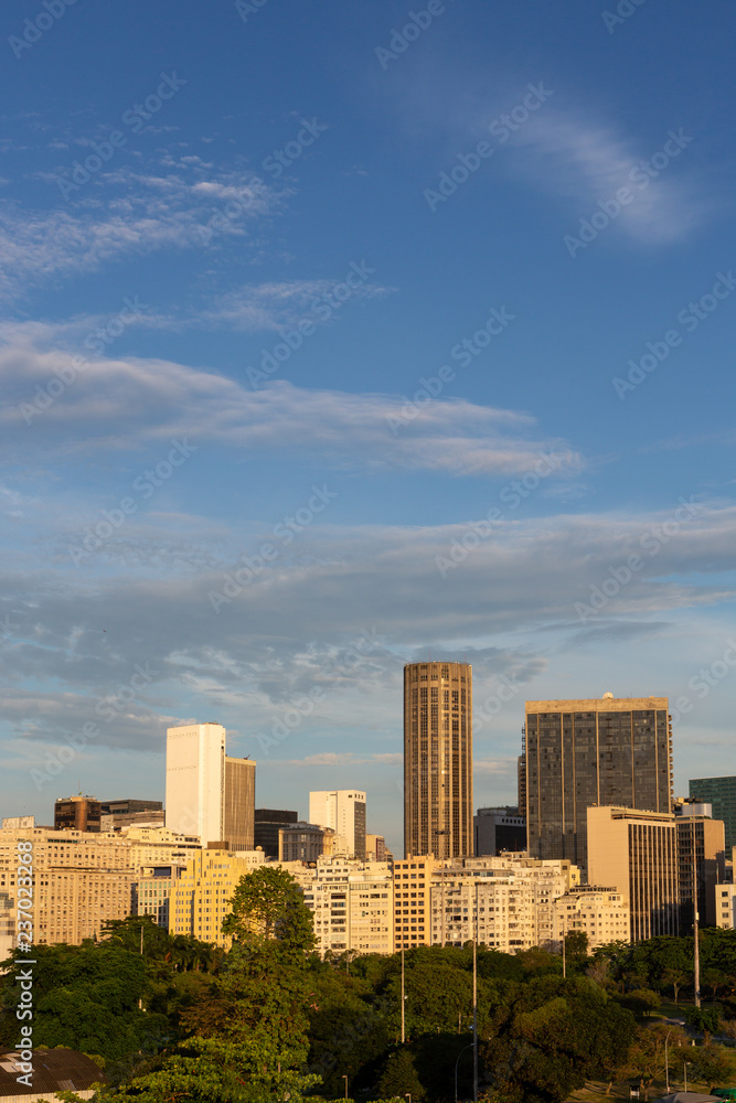 Beautiful panoramic view of the buildings of downtown Rio de Janeiro.