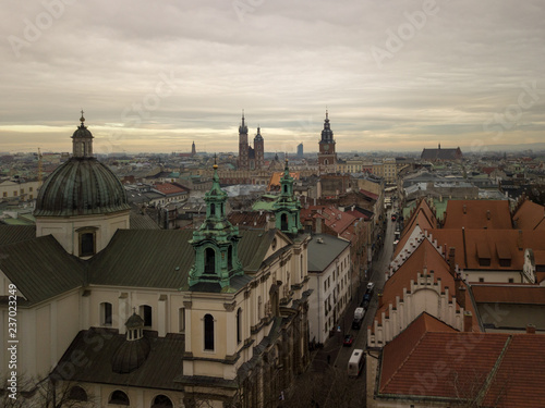 Krakow's Old Town with a bird's eye view of the north-west side