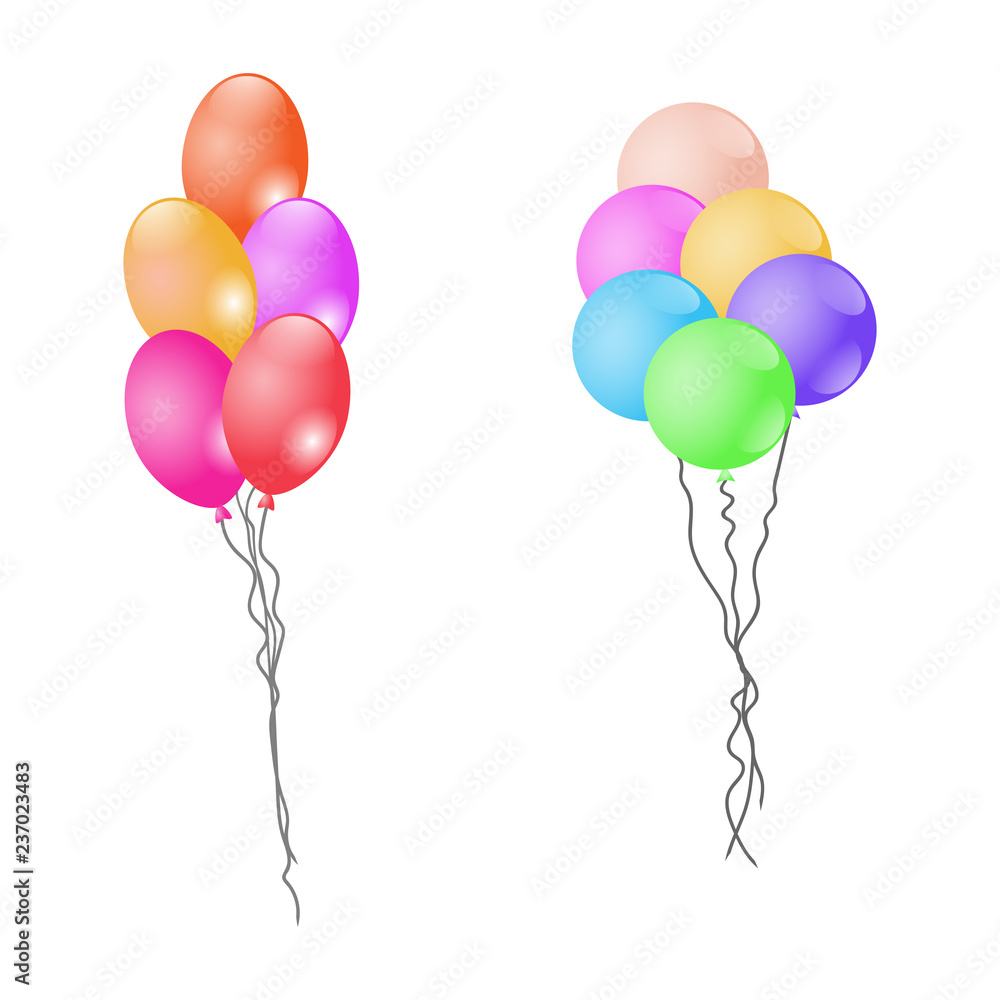Colorful balloons isolated on white background. Vector Illustration
