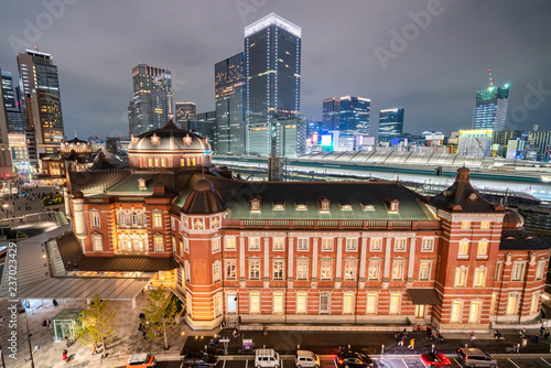 Tokyo Station at twilight time. Tokyo Station is the main terminal in Tokyo. © yaophotograph