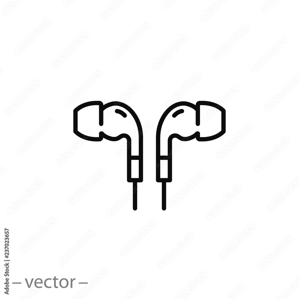 earphones, line sign, icon vector