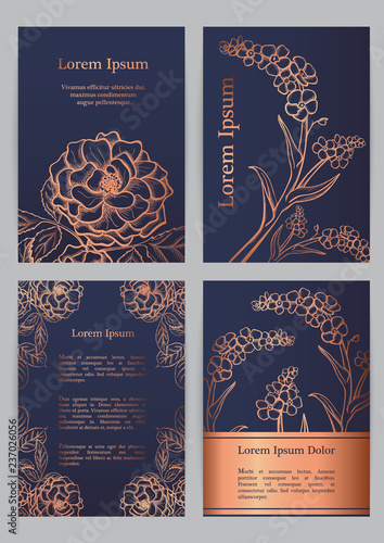 Vector templates for A4 with silhouette english roses
