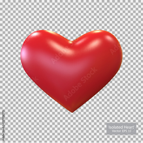 Red heart isolated  vector.Valentine s Day .Realistic 3D Heart.