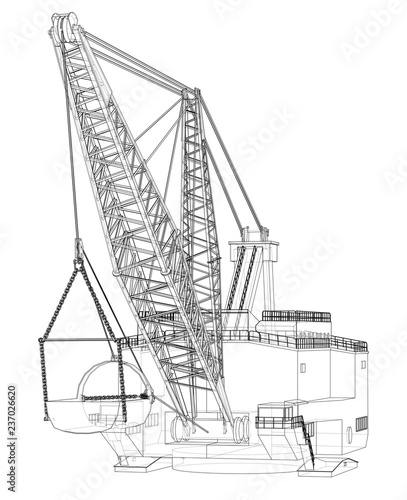 Dragline walking excavator