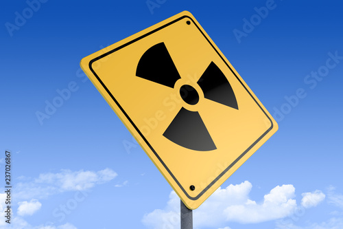 3D Illustration of a road sign _nuclear icon_angle3