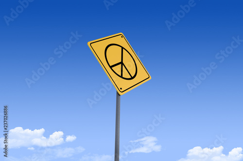 3D Illustration of a road sign _peace sign_angle1