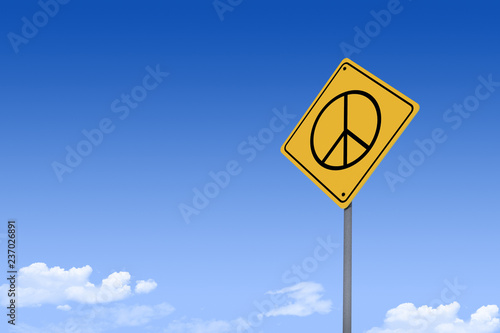 3D Illustration of a road sign _peace sign_angle2