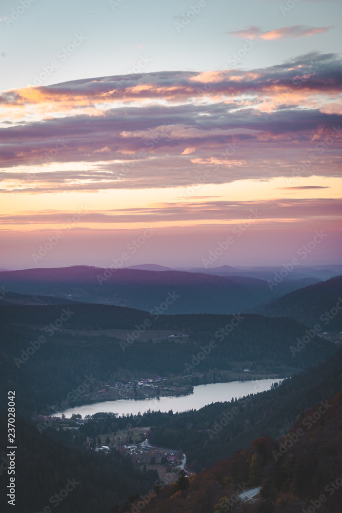 beautiful colorful mountain view over lac de longemer-xanrupt in vosges, france