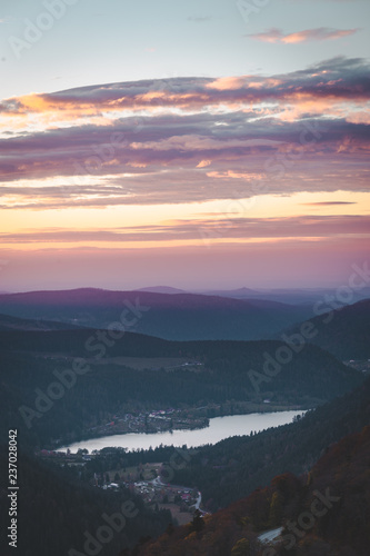 beautiful colorful mountain view over lac de longemer-xanrupt in vosges, france