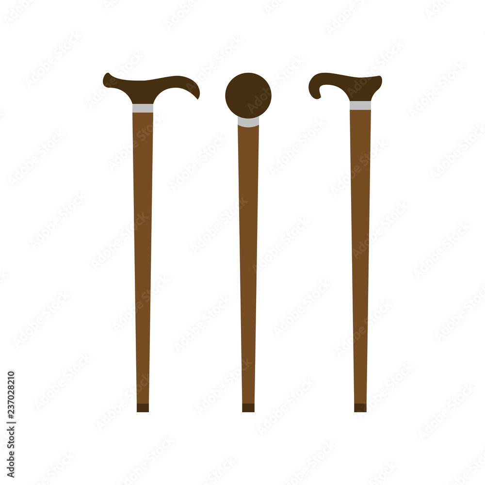 Walking stick. Set of retro walking sticks. Vector illustration. EPS 10. Walking stick. Set of retro walking sticks. Vector illustration. EPS 10.
