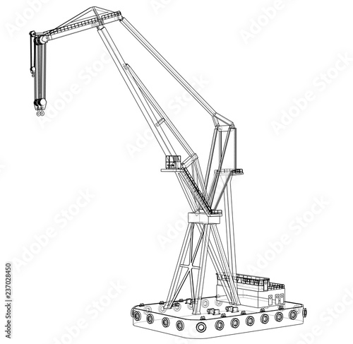 Floating crane. 3d illustration