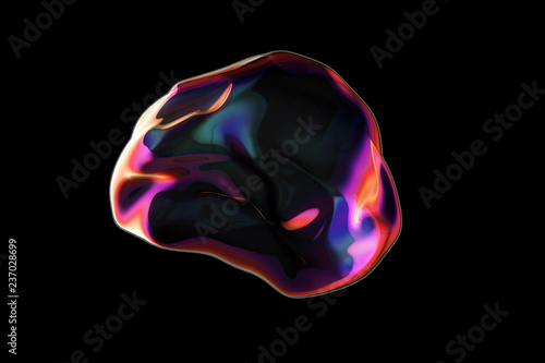 Realistic soap bubble. Rainbow reflection bubble illustration on black backgr