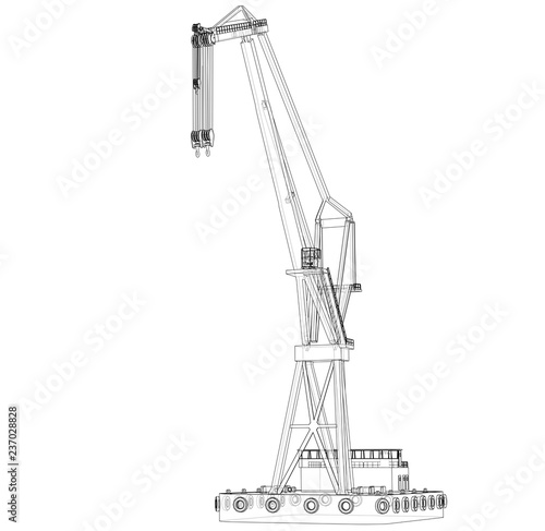 Floating crane. 3d illustration