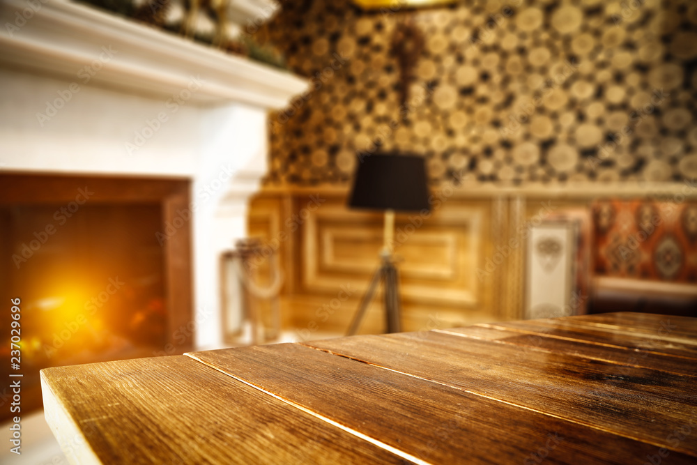 Table background and fireplace Table background and fireplace