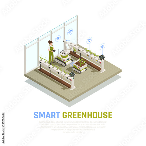 Isometric Smart Greenhouse Background