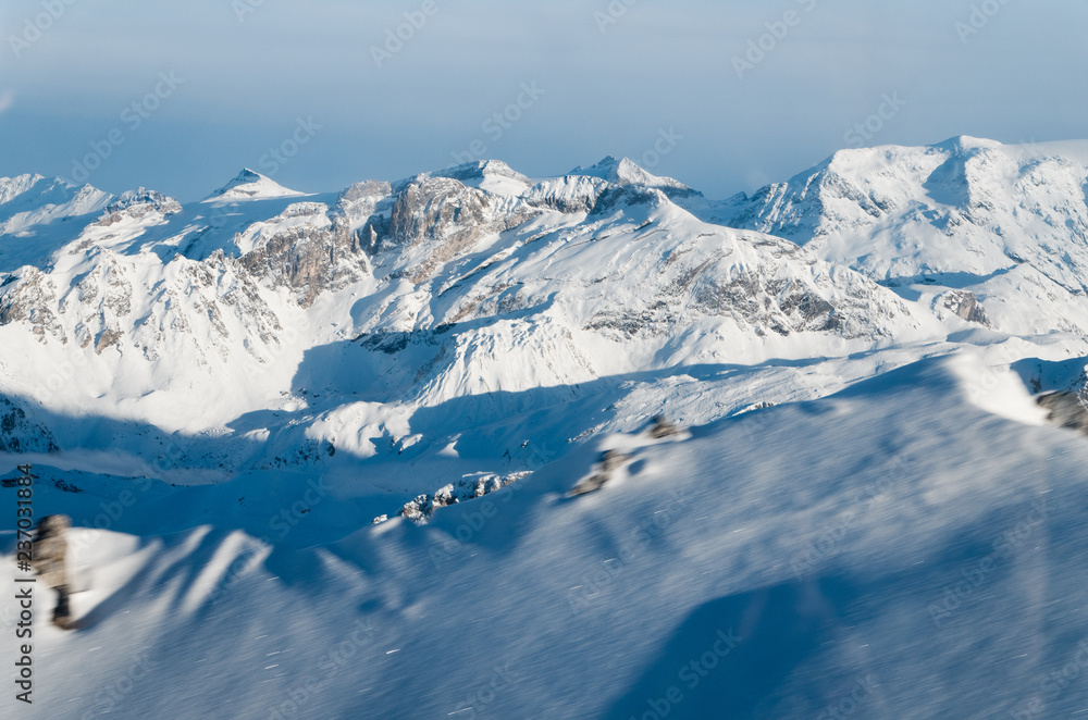 Fototapeta premium Winter scenery, Meribel, France