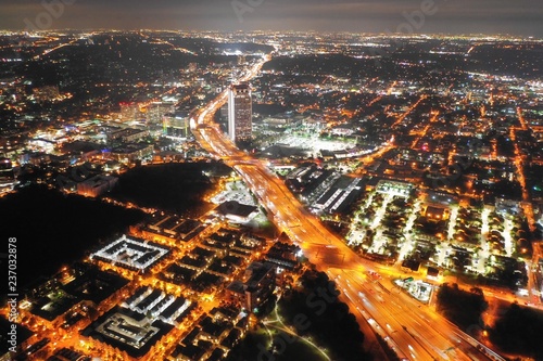 Aerial view of Dallas Texas at night