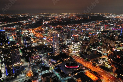 Aerial view of Dallas Texas at night