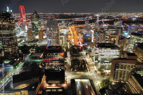 Aerial view of Dallas Texas at night
