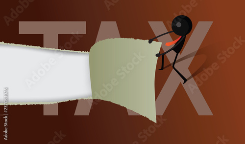 Businessmen are tearing the tax paper and blank to text. vector cartoon financial concept