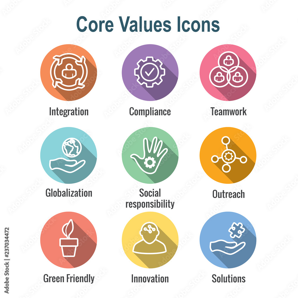 Core Values Outline / Line Icon Conveying Integrity - Purpose Core Values Outline / Line Icon Conveying Integrity - Purpose