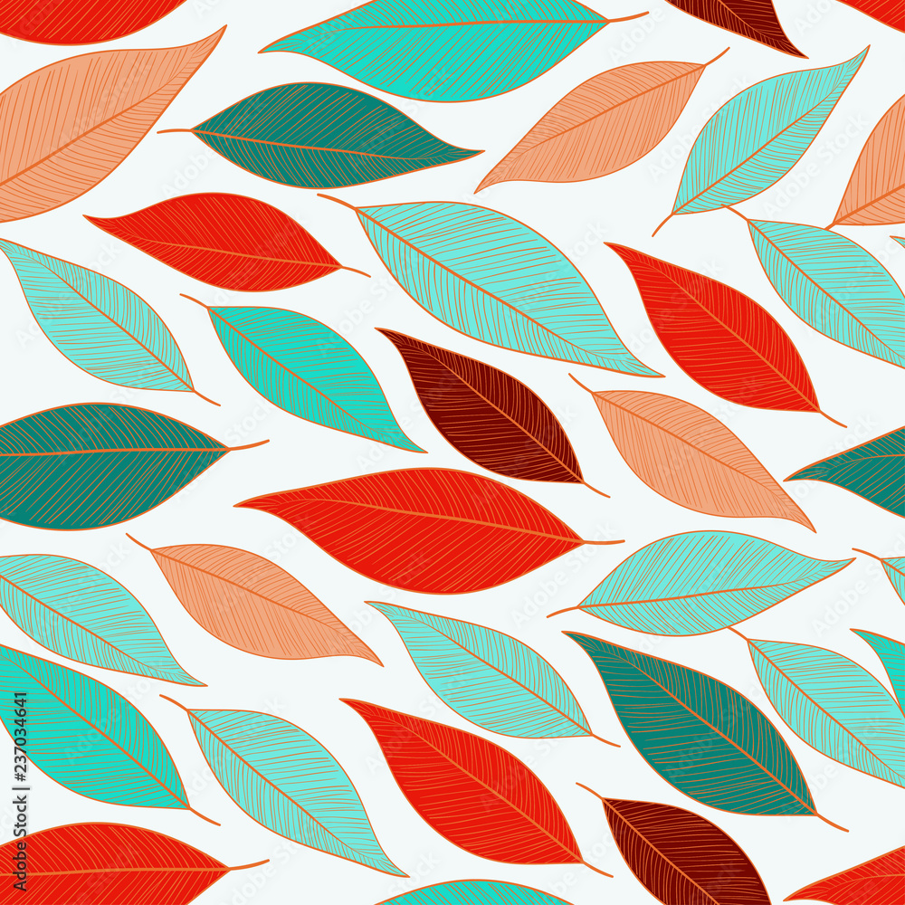 Leaves of different colors. Autumn. Background, wallpaper, seamless. Template. Abstract
