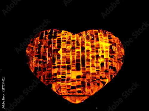 Heart of lava fragments. Broken and glued hot heart.