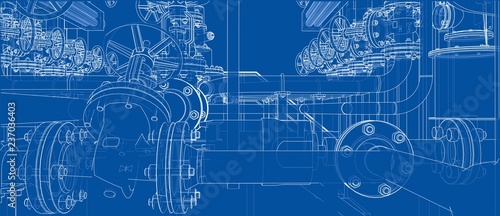 Sketch of industrial equipment. 3d illustration