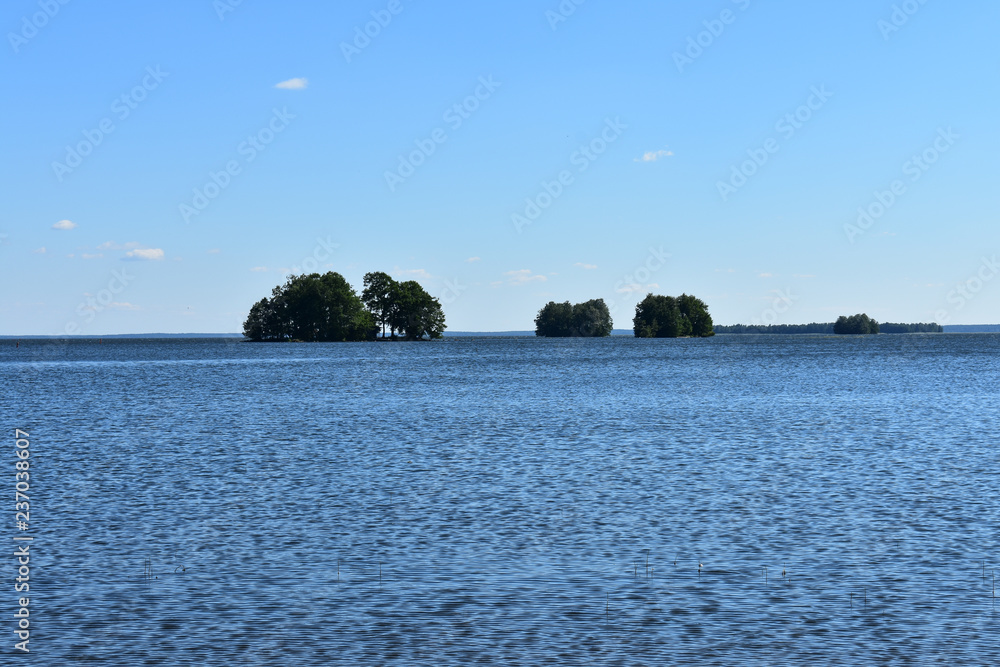 Small islands in the middle of Lake Pyhäjärvi as seen from Säkylä, Finland.