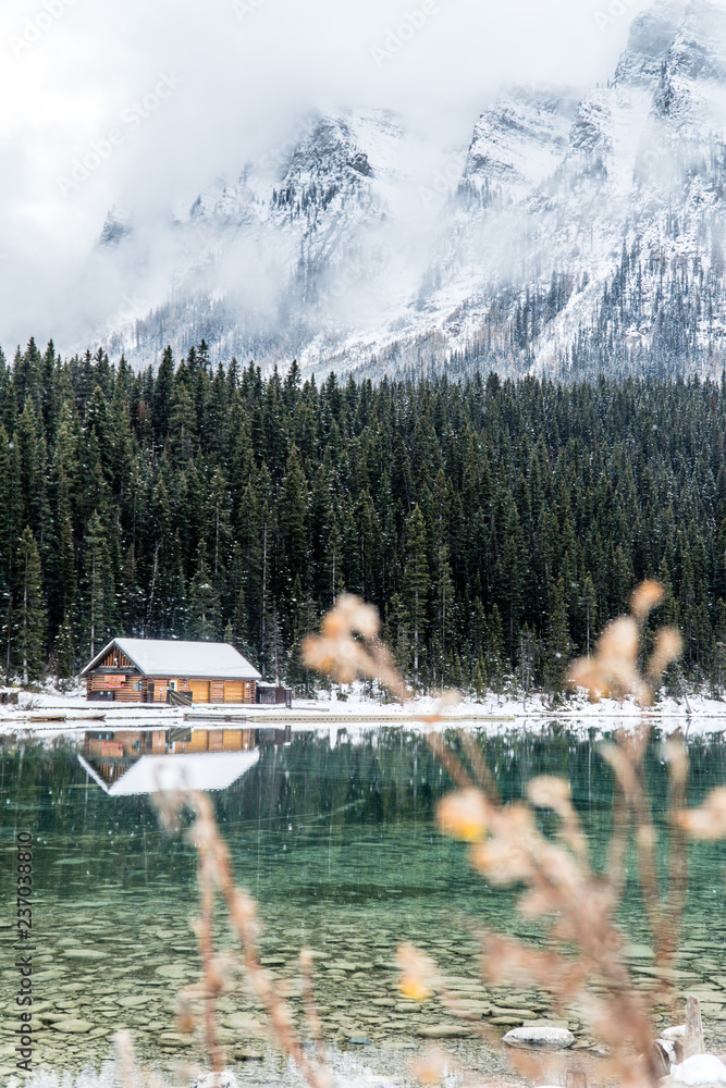 Cabin at Lake Louise, Banff National Park Stock Photo | Adobe Stock