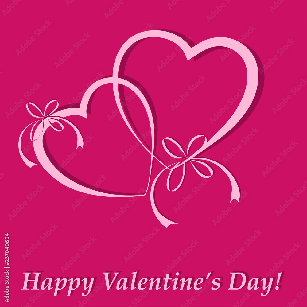 Heart with bouquet of bows on pink background Heart with bouquet of bows on pink background