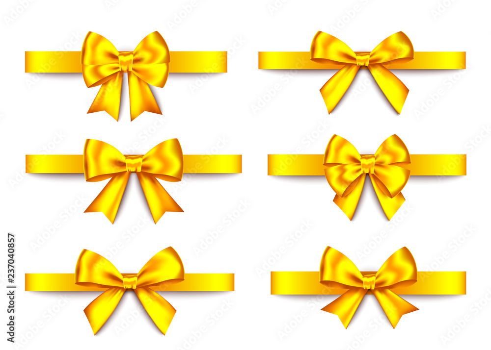 Golden gift bows collection for Christmas, New Year decoration. Golden gift bows collection for Christmas, New Year decoration.