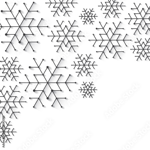 Minimalistic christmas snowflake background. Simply low poly winter theme