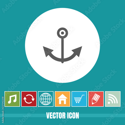 very Useful Vector Icon Of Ship Anchor with Bonus Icons Very Useful For Mobile App, Software & Web