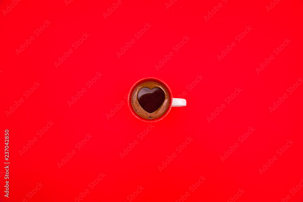 Cup of coffee on the red background Cup of coffee on the red background