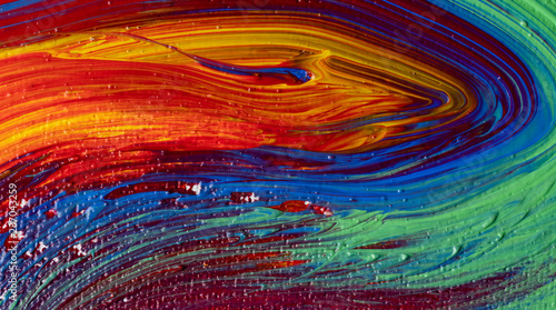 Abstract brush strokes of bright acrylic colors