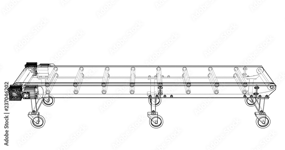 3D outline conveyor belt. 3d illustration