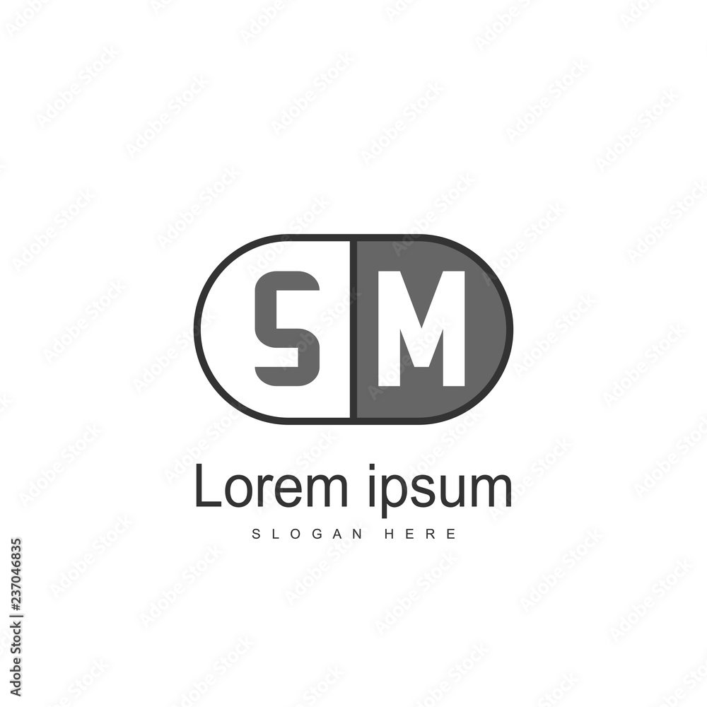 Initial letter SM logo template design. minimal letter logo Initial letter SM logo template design. minimal letter logo