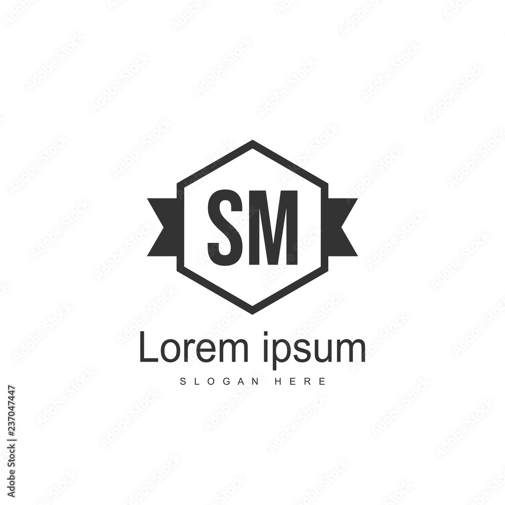 Initial letter SM logo template design. minimal letter logo Initial letter SM logo template design. minimal letter logo